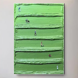 Large 3D Green Minimalist Painting Large Texture Wall Art Green Texture Painting Wabi-Sabi Wall Art Fashion Living Room Wall Decor