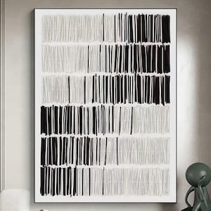 White 3D Texture Wall Art Black Minimalist Painting Neutral Plaster Painting Wabi Sabi Wall Art White Texture Painting Modern Minimalist Art