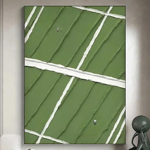 Tennis painting green texture wall art green 3D texture painting tennis wall art tennis enthusiast gift green tennis open minimalist art