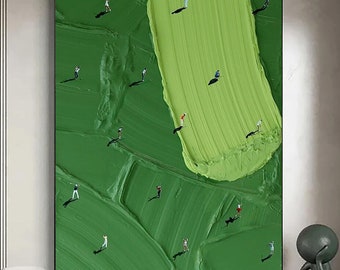 Large Golf Course Painting Green Abstract Painting  Green Textured Wall Art  Golf Lovers Gifts Green Golf Canvas Wall Art Handmade Painting