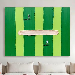 Large Green Abstract Painting Green Golf Canvas Wall Art Green Textured Wall Art Golf Course Painting Golf Lovers Gifts Green Textured Golf