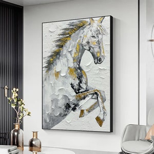 Horse Modern Abstract Oil Painting,Horse Painting Art, Horse Home Decor, Horse Canvas, Horse Canvas Art, Large Wall Art Living Room