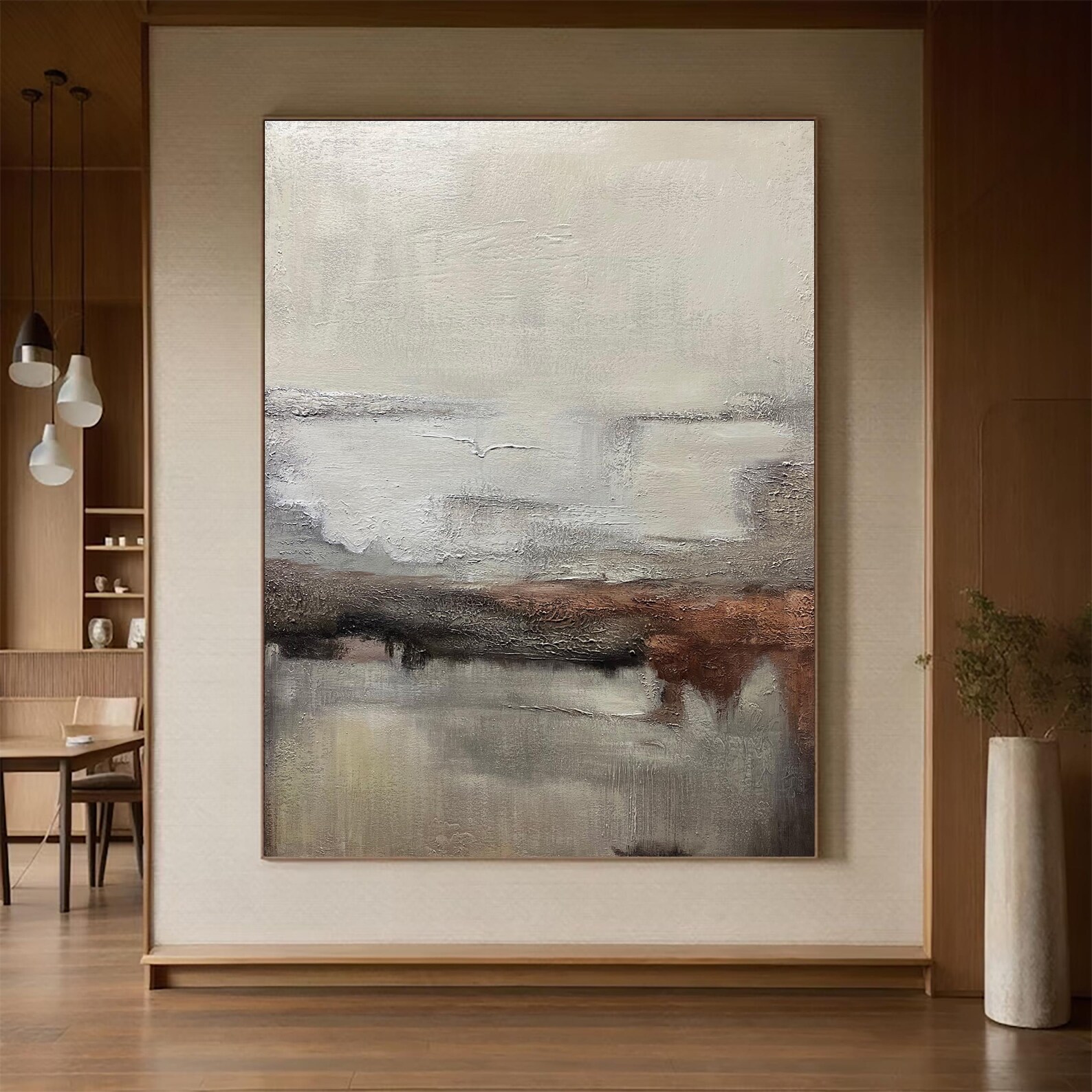 Large Abstract Canvas Painting, Beige Brown Textured Wall Art - Etsy