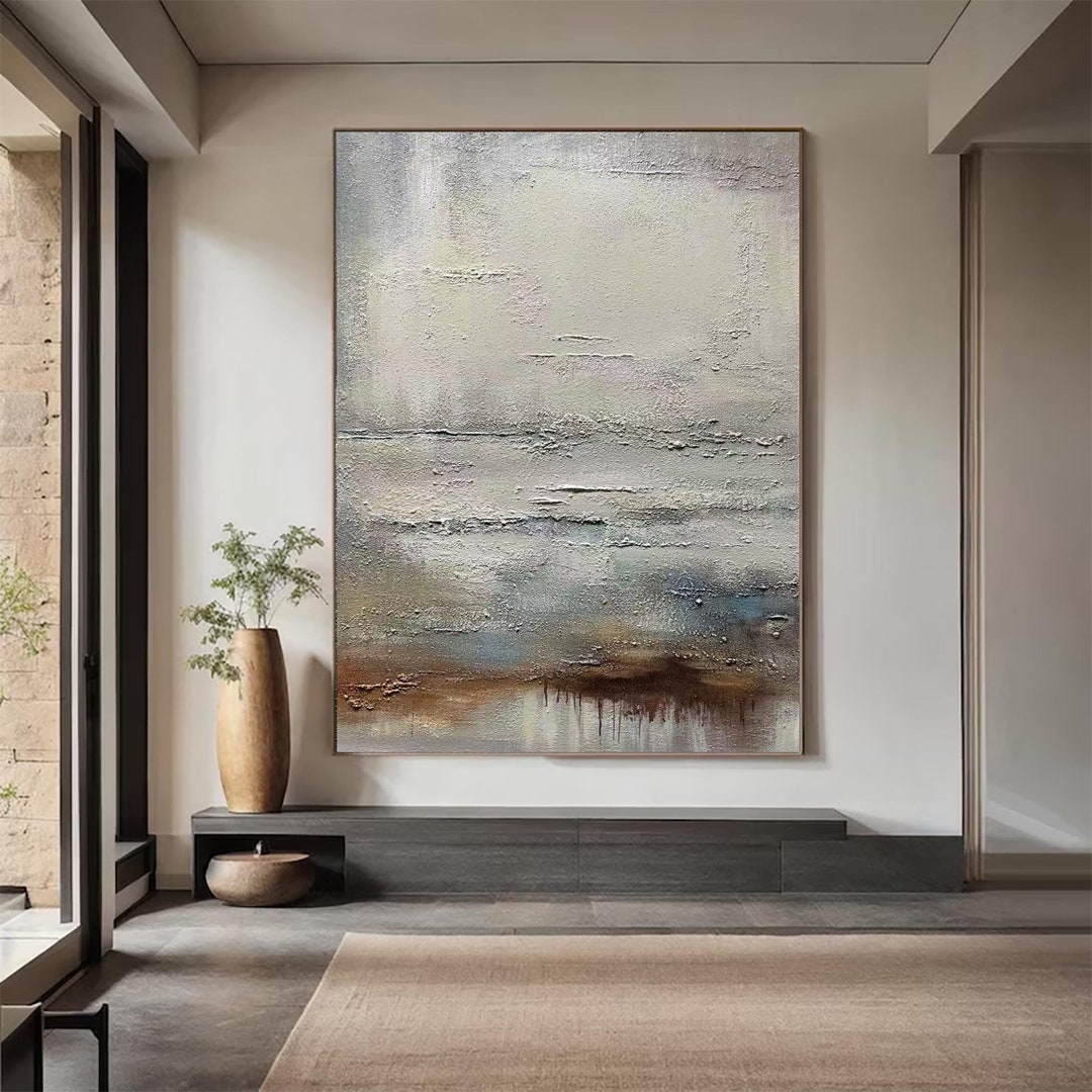 Beige Abstract Oil Painting, Modern Textured Canvas Art - Etsy