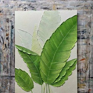 3D Minimalist Green Leaves Painting on Canvas Modern Minimalist ...