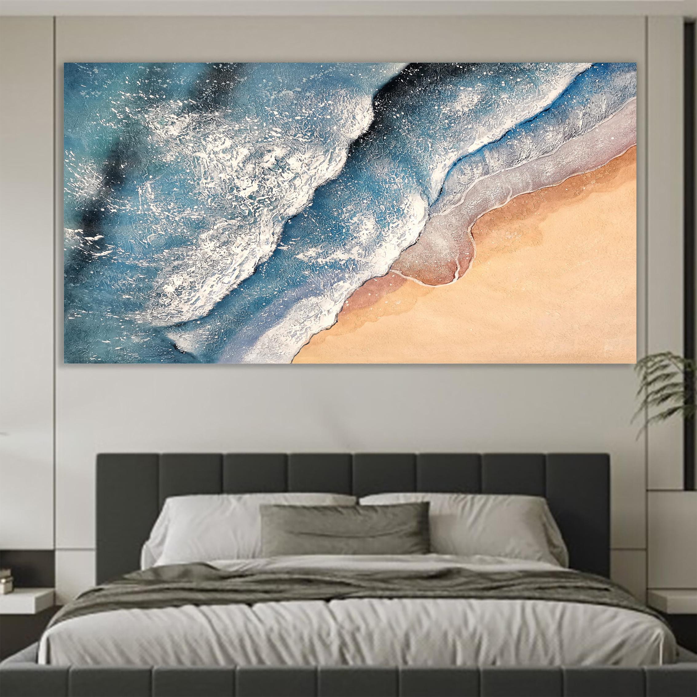 Original Ocean Wave Oil Painting on Canvas, Abstract Seascape Wall Art ...