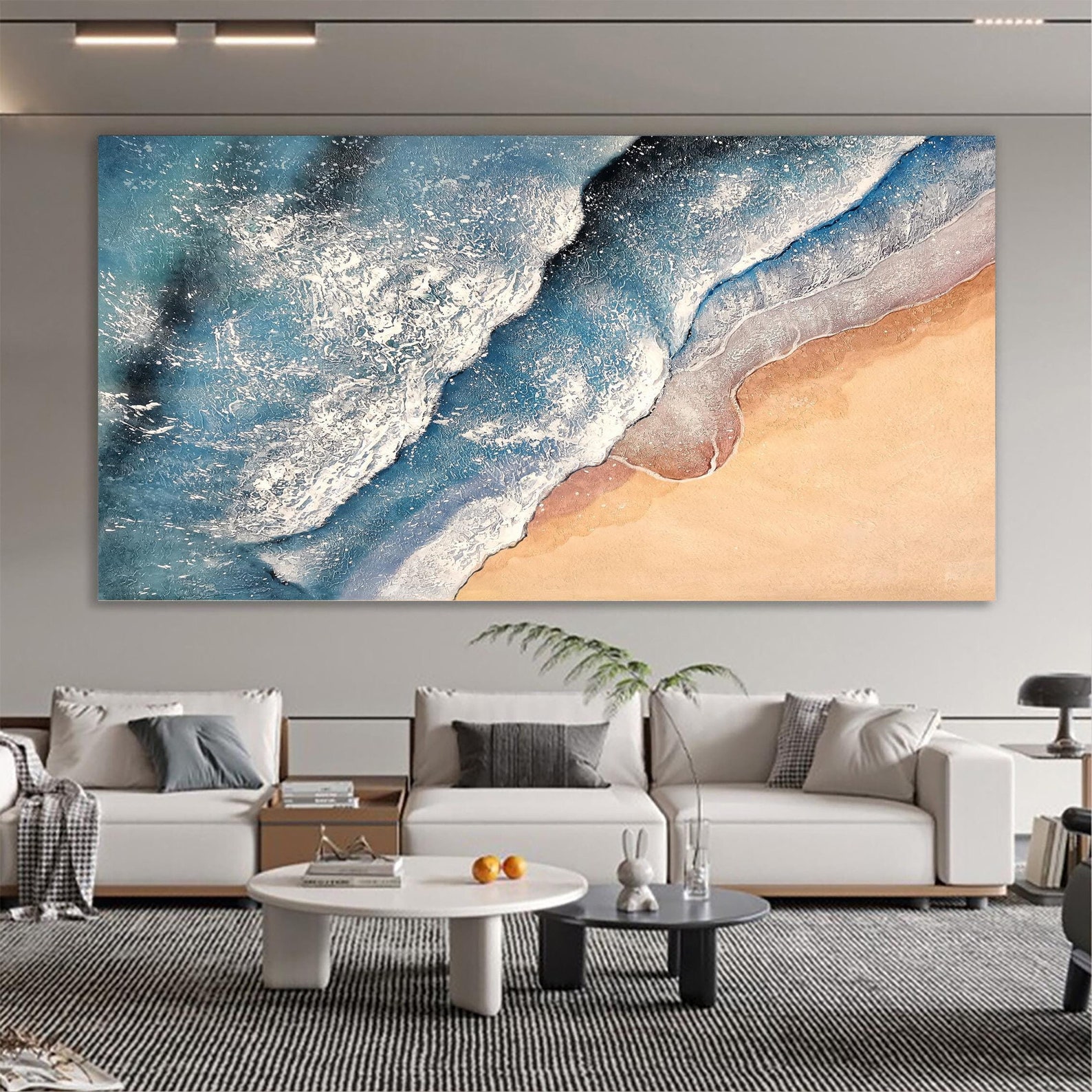 Original Ocean Wave Oil Painting on Canvas, Abstract Seascape Wall Art ...