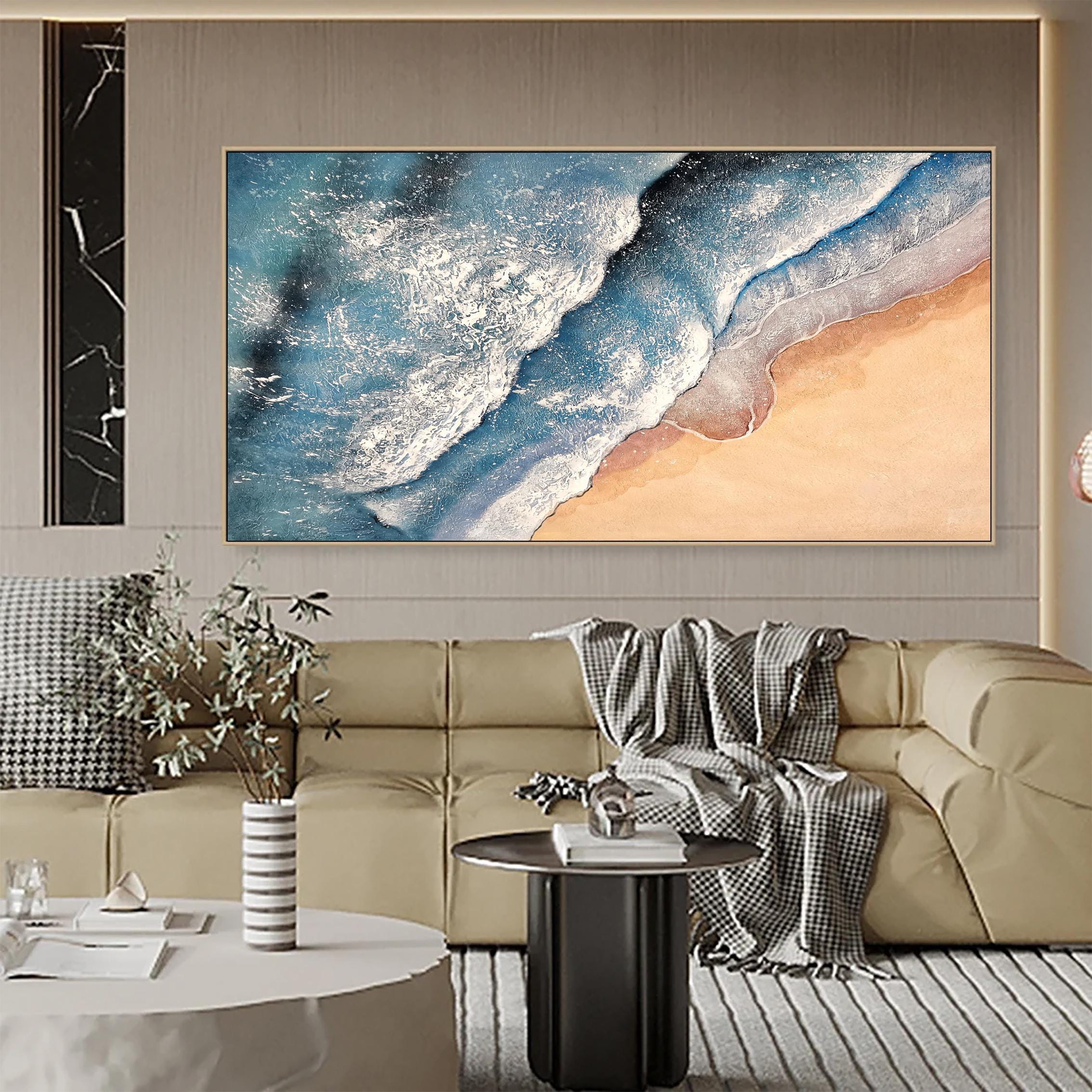 Original Ocean Wave Oil Painting on Canvas, Abstract Seascape Wall Art ...