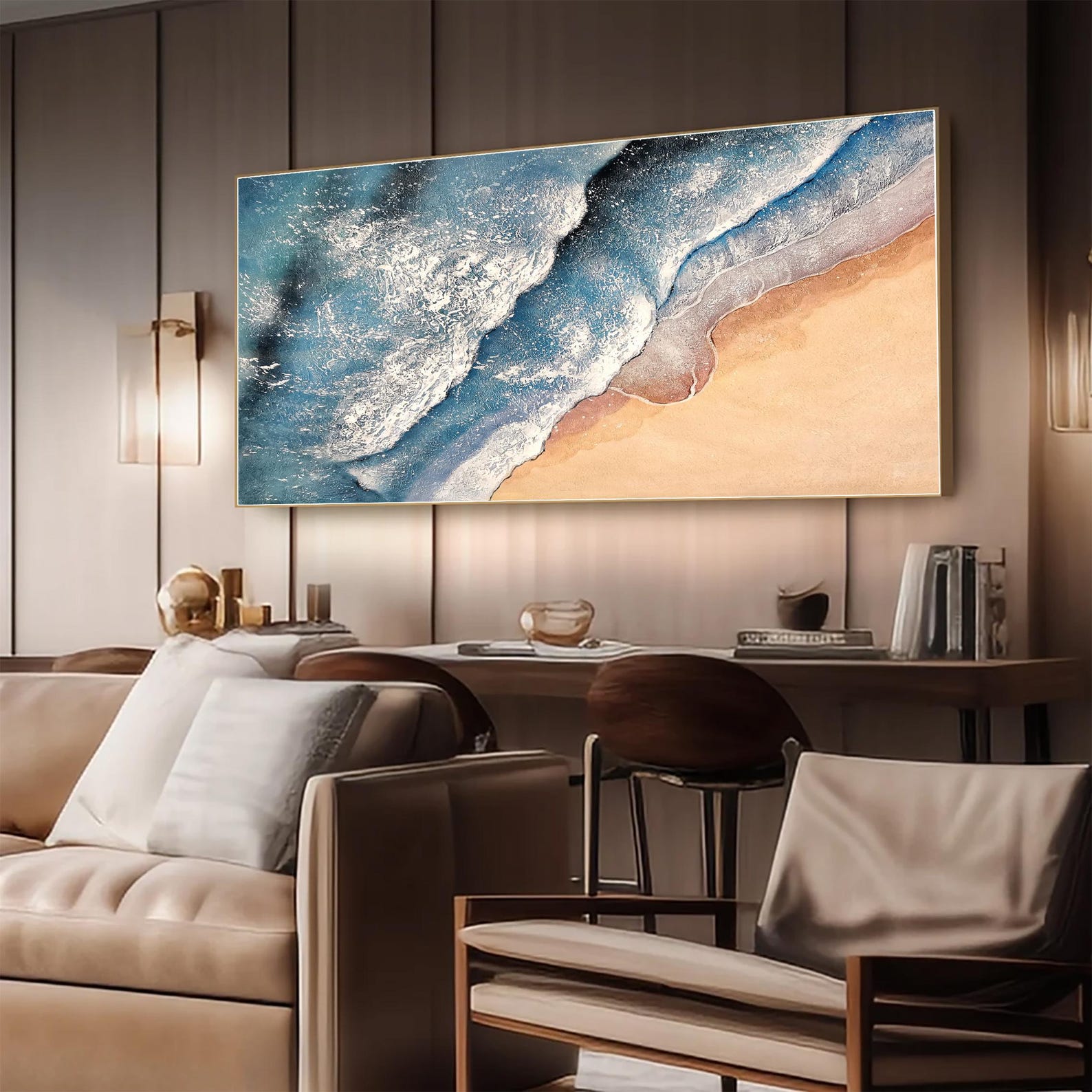 Original Ocean Wave Oil Painting on Canvas, Abstract Seascape Wall Art ...