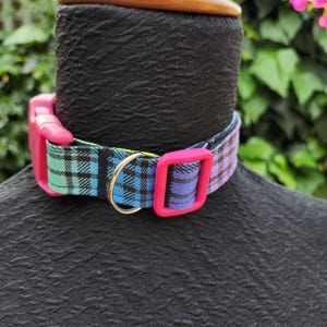 Tierhalsband/Spielhalsband - Rainbow Plaid (Pink/Blau)