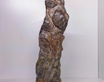Abstract "Rockslide" Concrete Sculpture Organic Hand Painted Art Minimalist Desk Decor