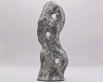 Abstract Biomorphic Concrete Sculpture Raw Marble Look Hand Sculpted Monolith Fine Art