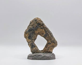Minimalist Abstract Concrete Sculpture "Threshold" Handcrafted Organic Sand Cast Desk Art