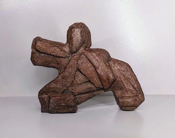 Tai Chi Master Fine Art Concrete Sculpture Semi Abstract Figurative Stone Look Decor