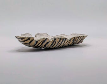 Concrete Planter "Tiger Belly" Handcrafted Organic Shallow Succulent Bowl Low Bonsai Dish