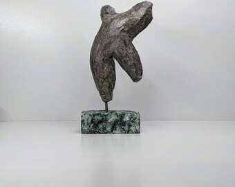 Handcrafted Concrete Seal Pup Sculpture Modern Semi-Abstract Minimalist Coastal Home Decor Art