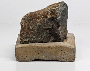 Suiseki "Earthen" Viewing Stone Handmade Concrete Base Wabi Sabi Zen Art