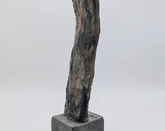 Organic Minimalist Concrete Sculpture "Flex" Hand-Formed Stone-Look Modern Art Decor Piece