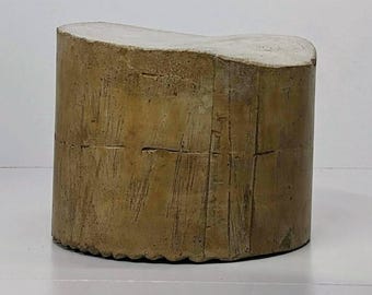 Handmade Minimalist Industrial Concrete Sculpture - Wavy Organic Tan Pillar Desktop Art Object