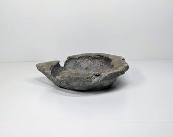 Handmade Concrete Bonsai Pot Organic Minimalist Planter with Drainage and Tie Down Holes