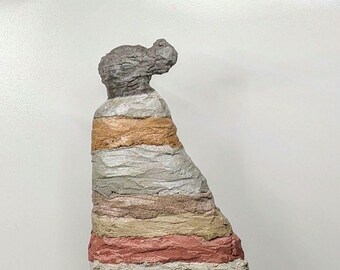 Handcrafted Concrete Sculpture "Geologica" Southwest-Inspired Figurative Female Modern Art Home Decor