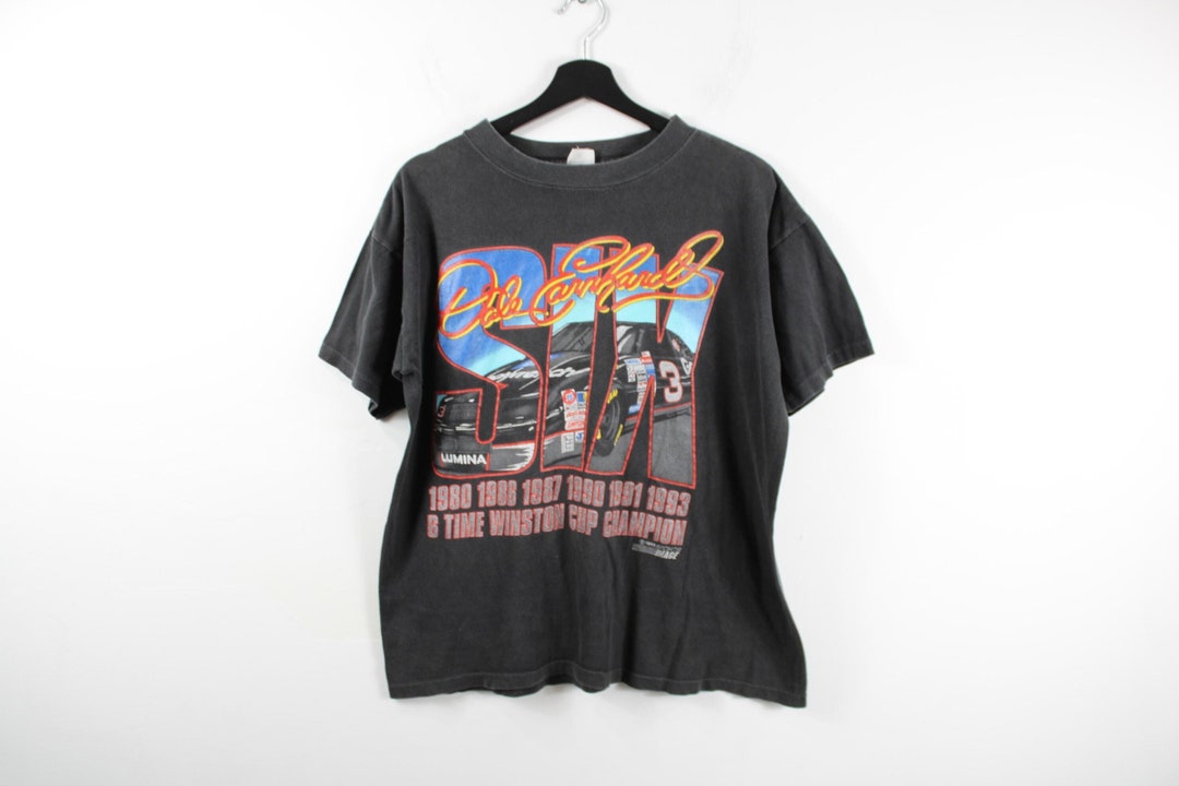 thumbnail image 2 of Racing Middle Finger T-Shirt – 90s Nascar Dale Earnhardt Style – Gildan 5000 2 of 5