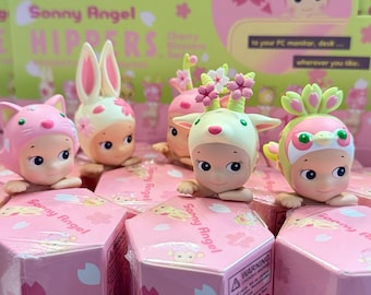 Autentico Sonny Angel Hippers Fiore di ciliegio Sakura Gatto rosa Coniglio Renna Capra Pavone