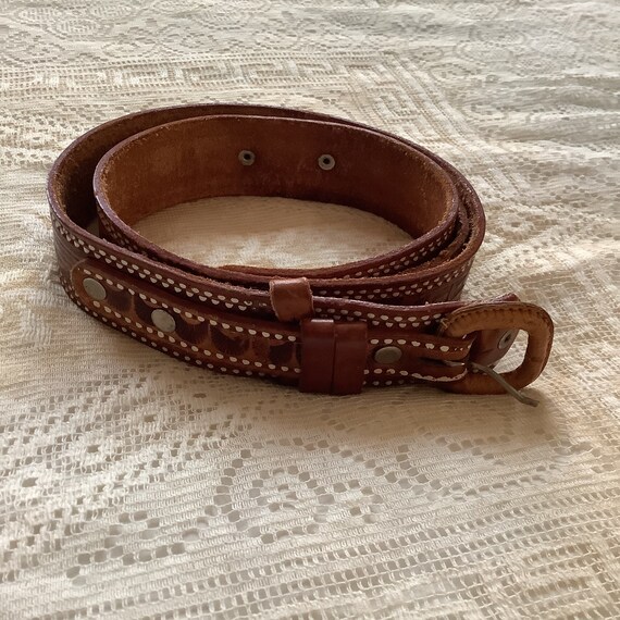 Vintage Hecho en Mexico tooled leather western belt h… - Gem