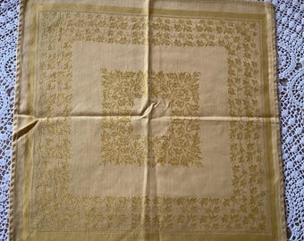 vintage MCM golden mustard Jacquard cloth napkins - set of 6 - size 17"x17" - mid century modern table decor entertaining and hosting