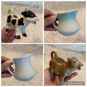 Sold Individually - Vintage Whimsical Novelty ceramic porcelain Cow creamer - Farm House country kitchen decor Jackson China - Details Below