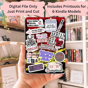 Thriller Mystery Bookish Kindle Printable Insert, 6 PDF printable files for Kindle Colorsoft/Paperwhite 10,11,12 gen/Basic 10th gen and 2024