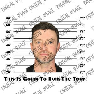 Mugshot Justin Timberlake, Ruin The Tour PNG Image, high quality, digital file, Shirt Idea, magnet, sticker