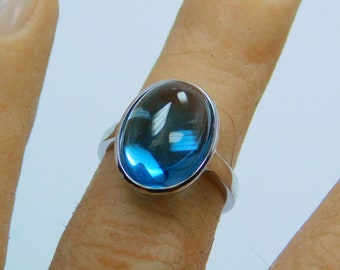 London Blue Topaz  14x10mm 9.12 carats set in 14K white gold ring   1707