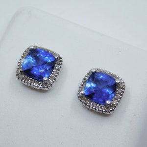 AAAAA Kyanite  Post Earrings  6x6mm  2.50 carats  set in 10K white gold READY 2 SHIP  within 24 hours, or same day.3003