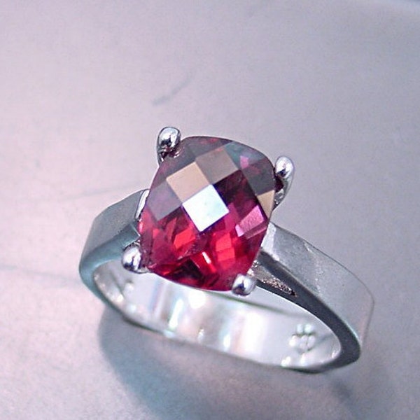 AAAA Natural Raspberry Red Rhodolite Garnet   10x8mm  3.12 Carats   in 14K white gold ring and available in yellow gold 0698 MMMM