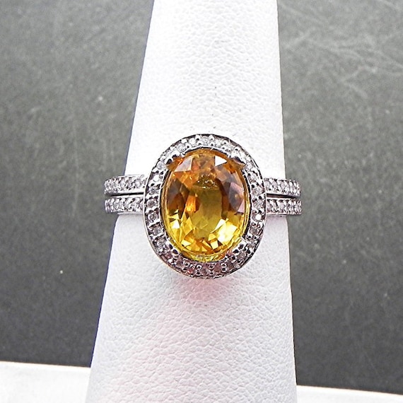 AAA Canary Yellow Sapphire 9.5x7.5mm 3.46 Carats in 14K White | Etsy