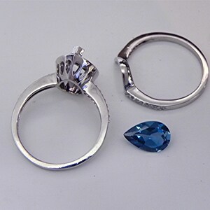 AAAA London Blue Topaz 1.49 Carats in 14K White gold Bridal set .40cts of diamonds. 1611 MMMM DDD image 4