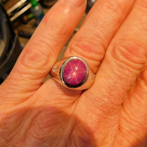 AAAA Star Ruby  10.95 Carats in Heavy 14K gold Men&#39;s Ring  12x10mm  28 to 30 grams and set with .50 carats of diamonds. 0004