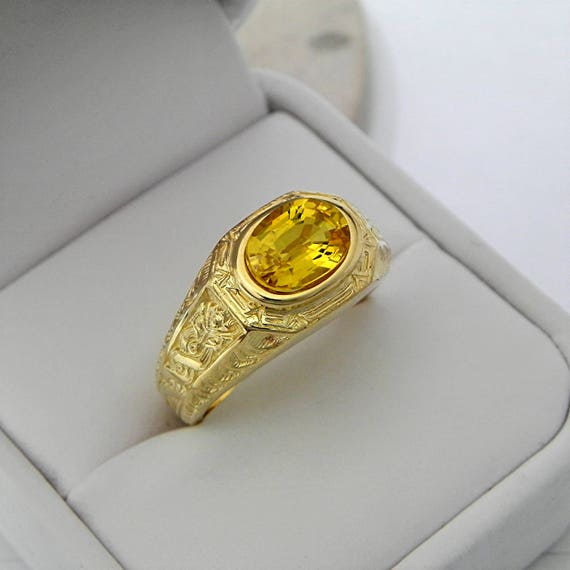 Natural Yellow Sapphire 9x7mm 2.62 Carats Heavy 14K or 18K Yellow