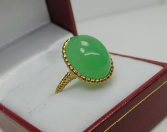 AAAA  Chrysoprase  8.78 carats  16x12mm in 22K Yellow gold ring.  Jyotish ring 6.5 Grams 3158 - D