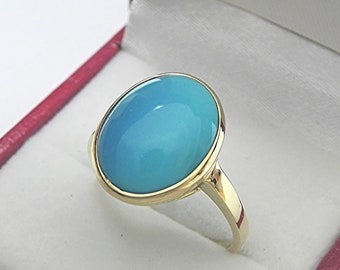 AAAA Sleeping Beauty Turquoise  from Arizona  14x10mm  6 Carats   in 14K Gold Ring MMM