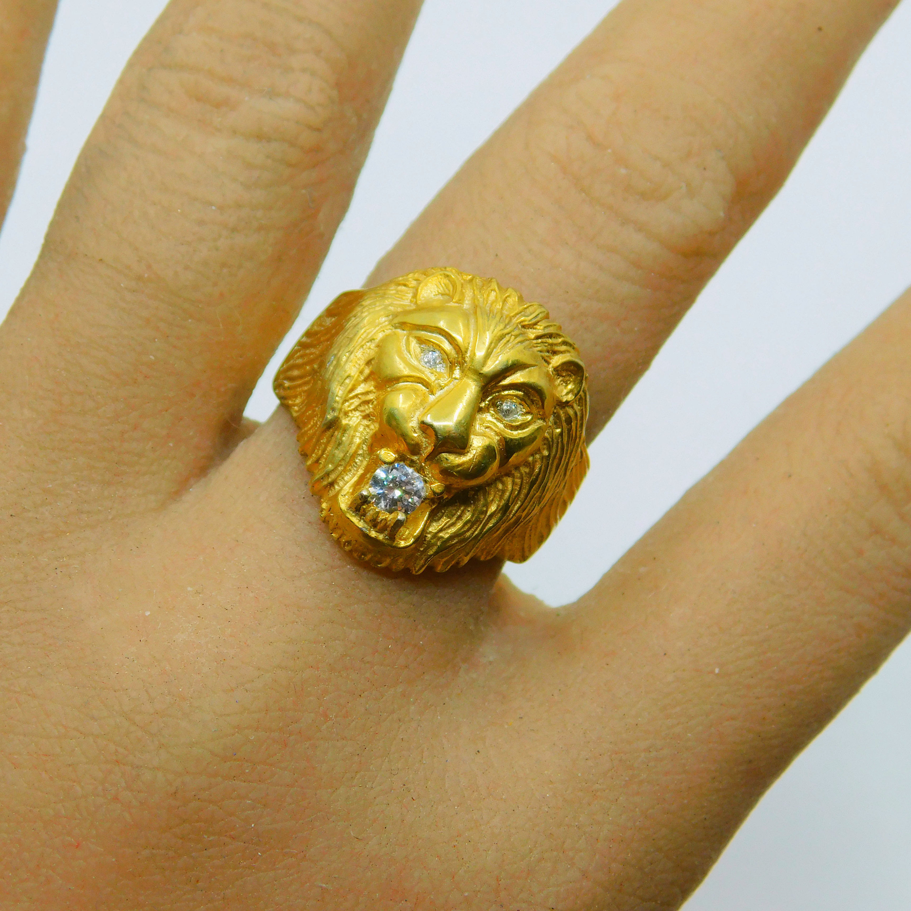 24k gold lion ring price discount