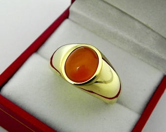 Carnelian   9x7mm  2.36 Carats   Heavy 14K 18K Yellow gold MAN'S ring 20 grams. 2534