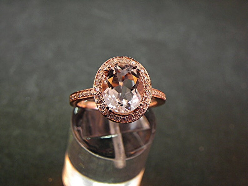 AAA White Topaz 10x8mm 3.33 Carats in a 14K ROSE gold ring with diamonds .32ct Ring Flawless Natural Untreated DDD image 2