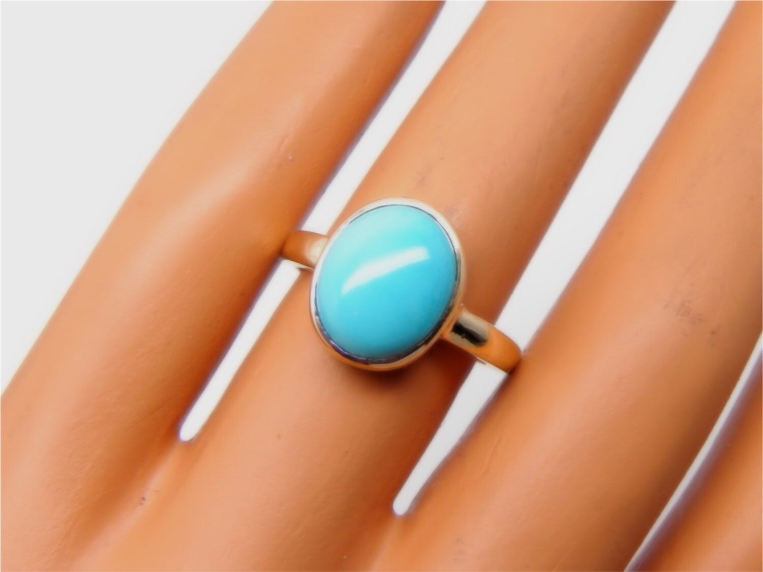 指輪・リング Sleeping Beauty Arizona AAAA Sleeping Beauty Turquoise From Arizona 12x10mm 14K or 18K