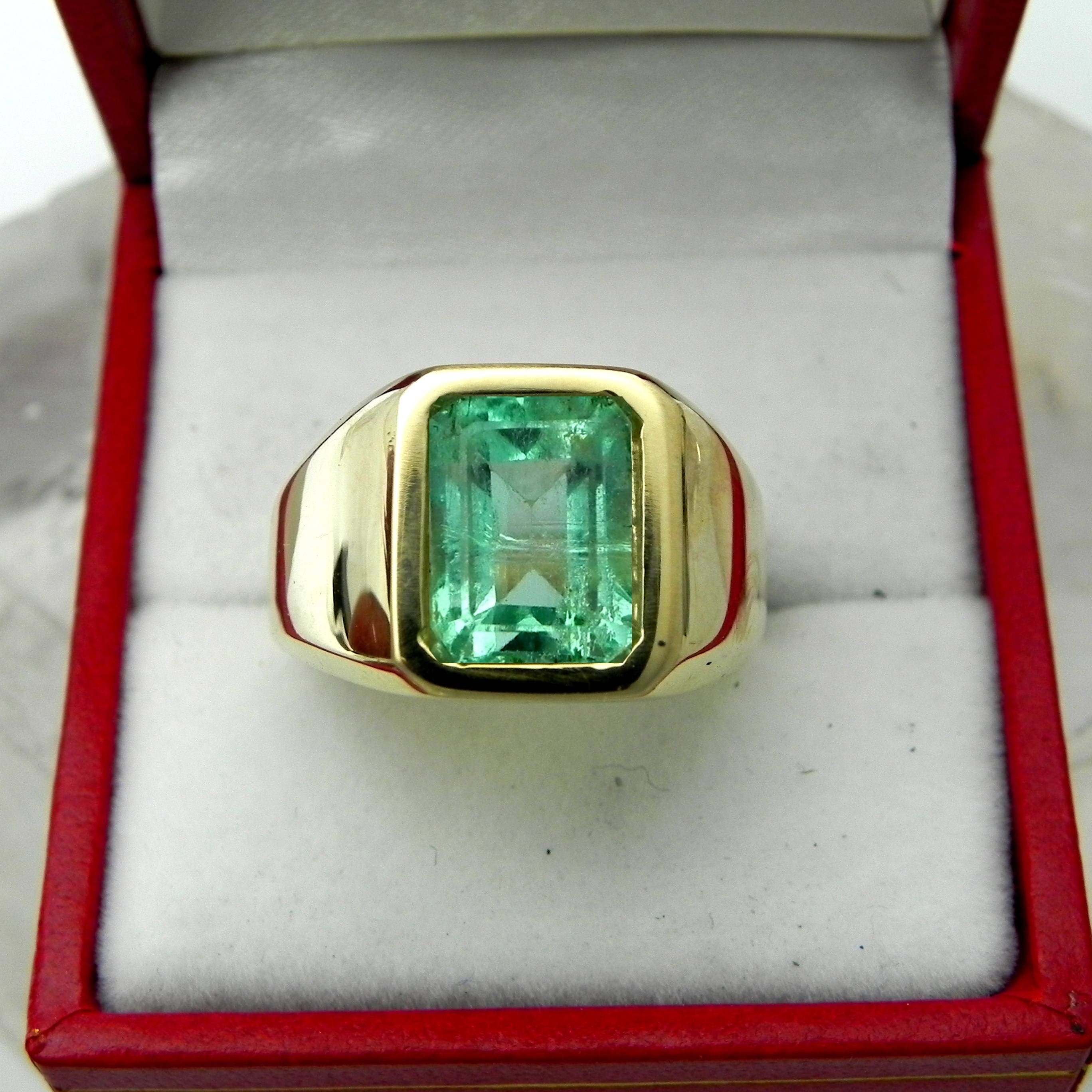 AAAA Emerald 9x7mm 3.32 Carats Heavy 14K Yellow Gold Emerald | Etsy