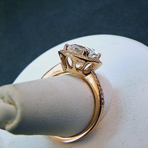 AAA White Topaz 10x8mm 3.33 Carats in a 14K ROSE gold ring with diamonds .32ct Ring Flawless Natural Untreated DDD image 5