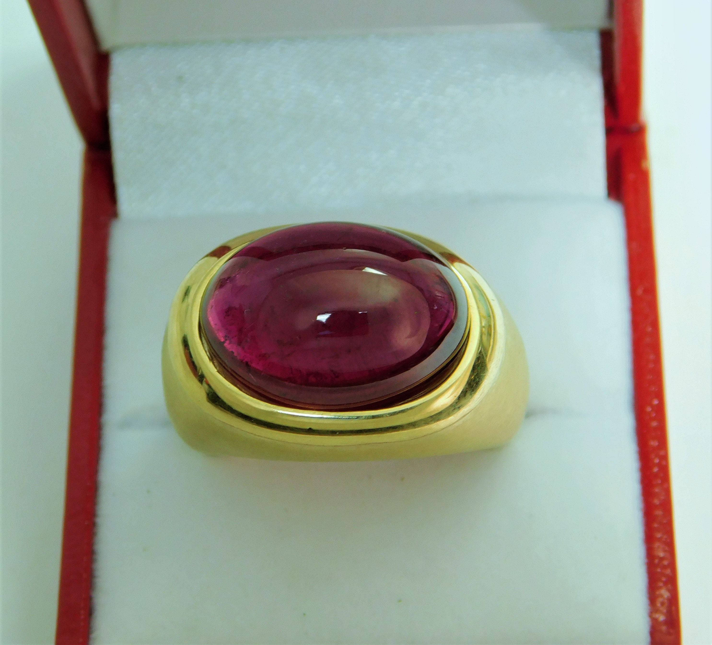 AAAAルベライトトルマリン18 x 13 mm 13.9カラット、14Kイエロー 