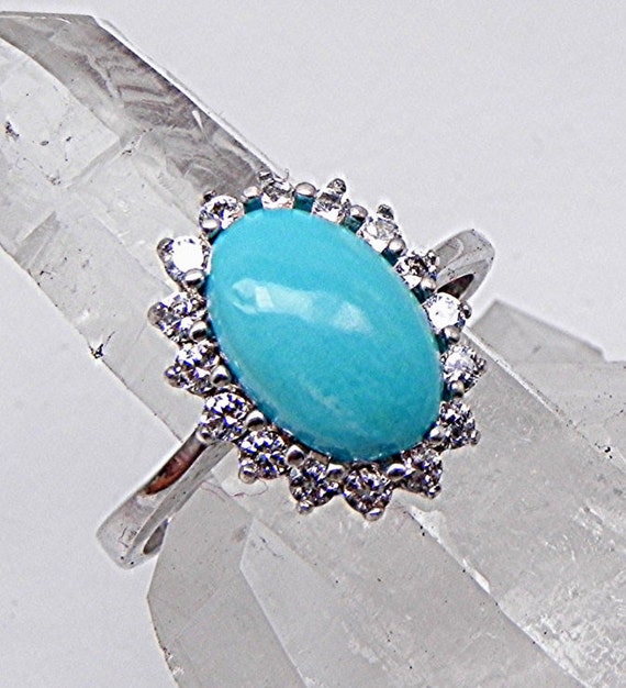 AAAA Sleeping Beauty Turquoise From Arizona 12x8mm 14K White Gold