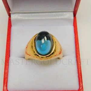 AAAA London Blue Topaz 14x10 mm  18K heavy gold ring with Hammered or polished finish 9.31 Carats 22-25gram 4428